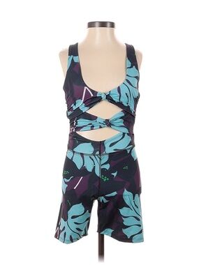 Lezat Tropical Cutout Romper in Teal and Purple
